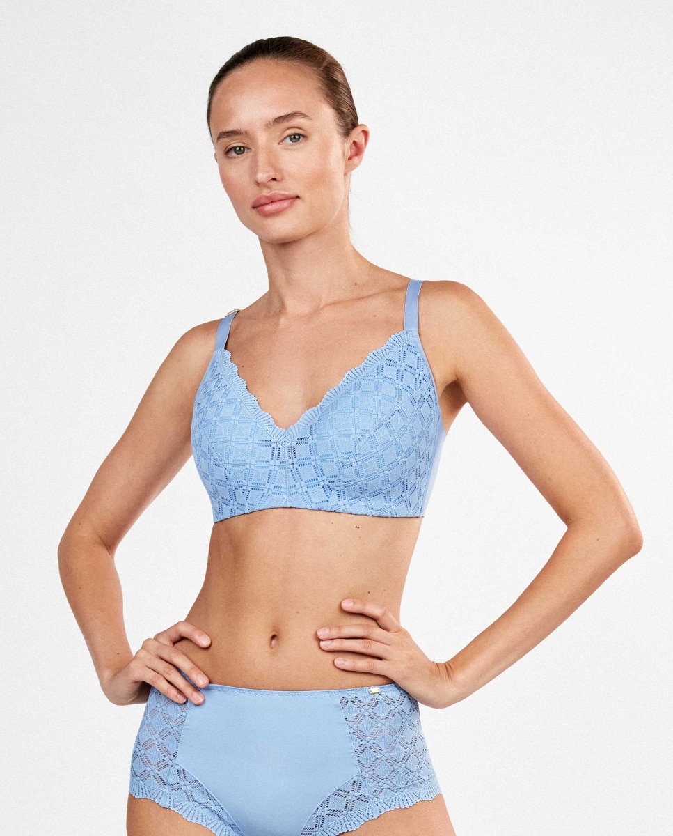 Sujetador capacidad de mujer sin aro - Gisela - Azul celeste Azul celeste-4