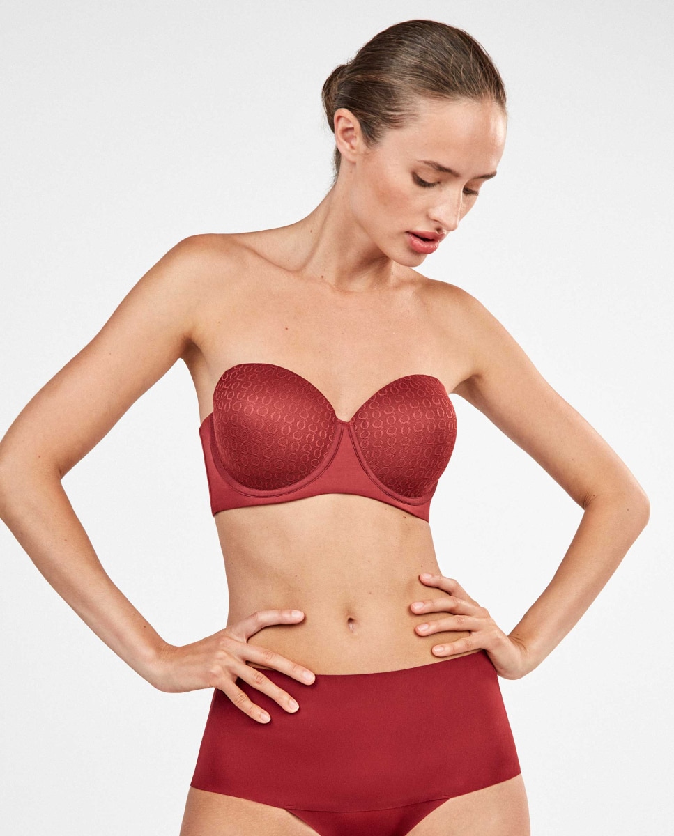 Sujetador capacidad de mujer bandeau desmontable - Gisela - Granate Granate-2