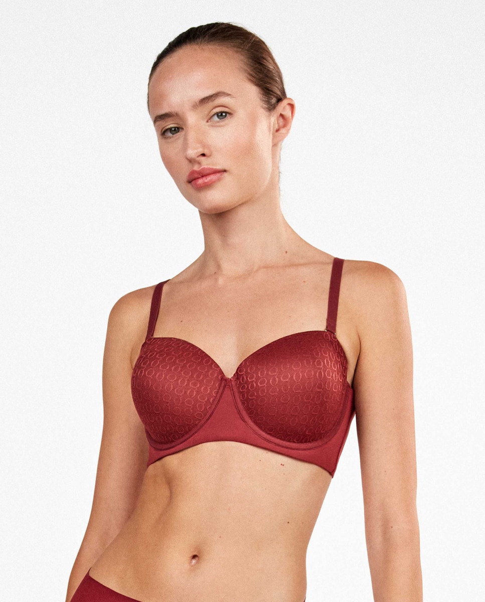 Sujetador capacidad de mujer bandeau desmontable - Gisela - Granate Granate-5
