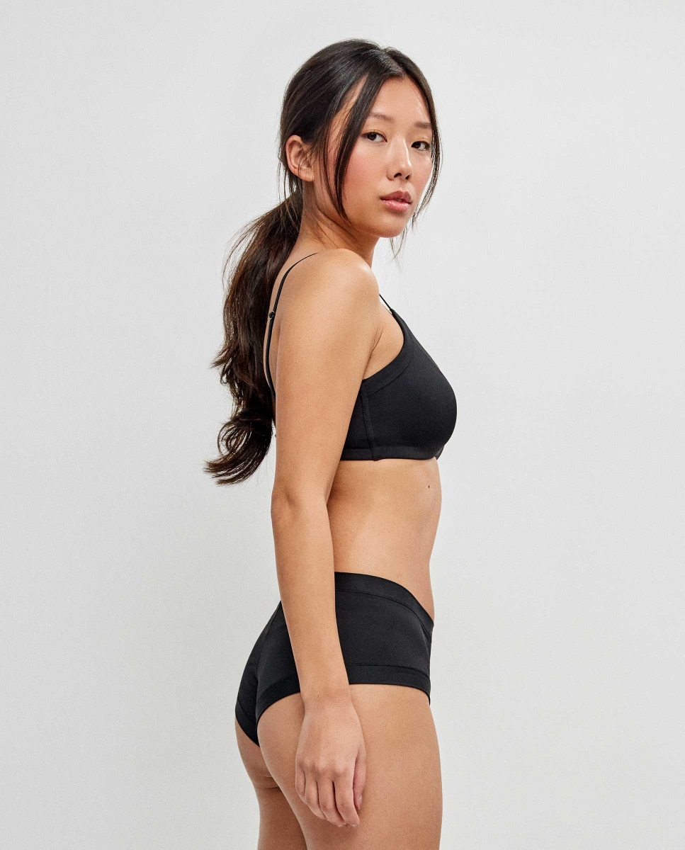 Braguita culotte de mujer tejido microfibra con higiénico 100% algodón - Gisela - Negro Negro-2