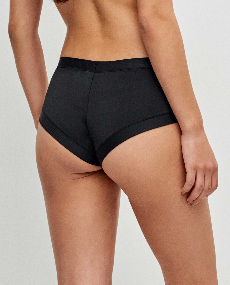 Braguita culotte de mujer tejido microfibra con higiénico 100% algodón - Gisela - Negro Negro-3