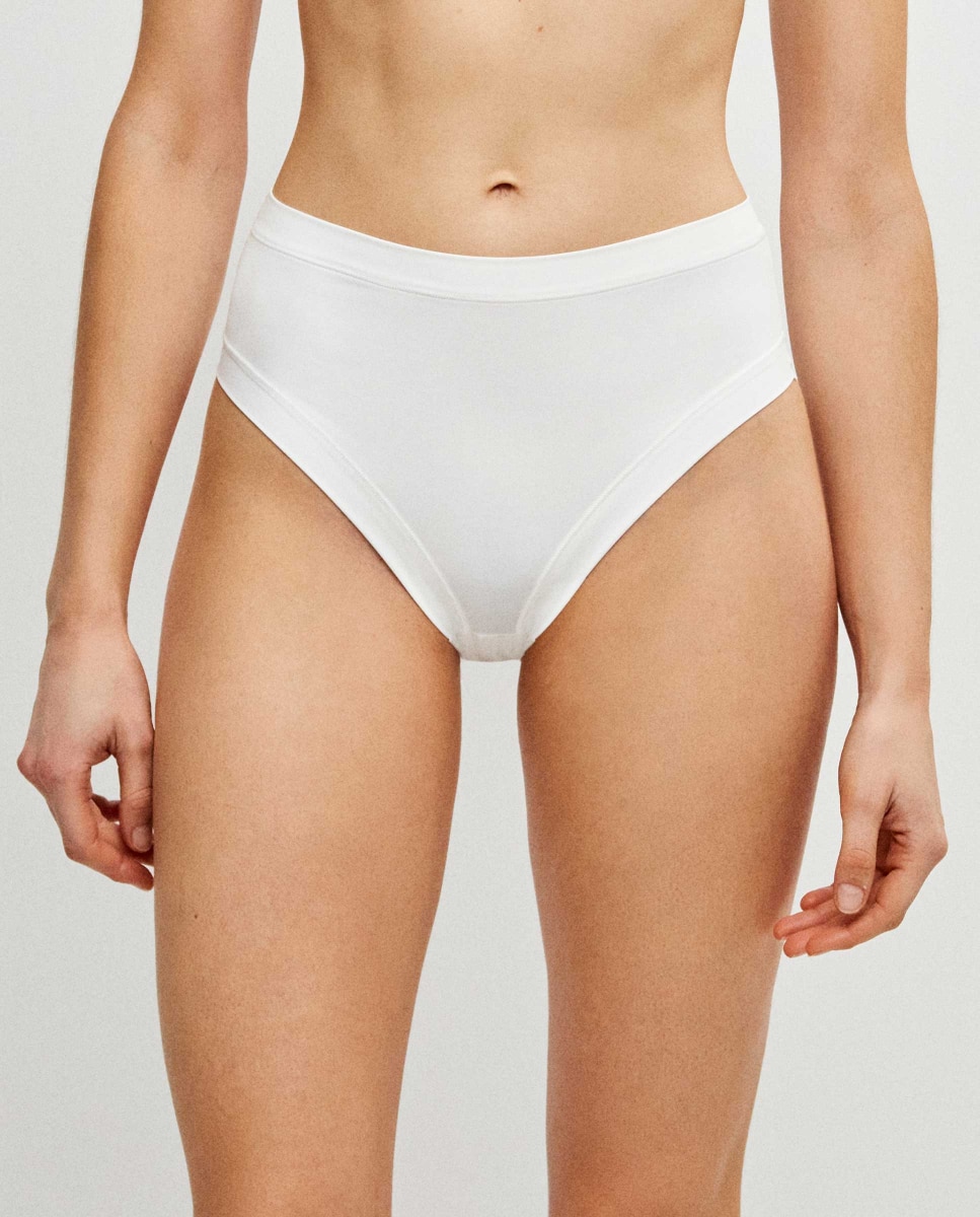 Braguita alta de mujer de microfibra con higiénico 100% algodón - Gisela - Blanco Blanco-1