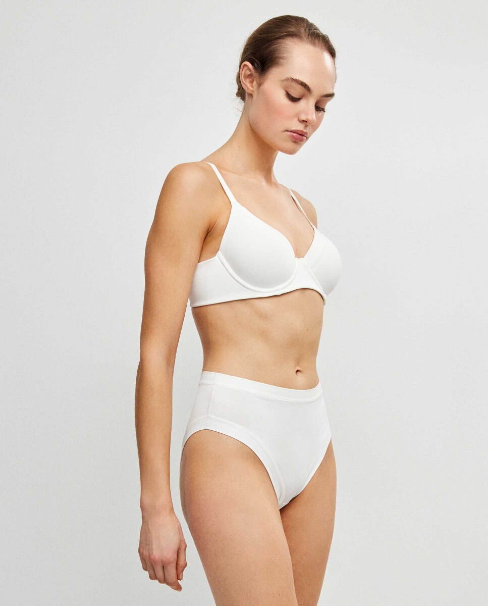 Braguita alta de mujer de microfibra con higiénico 100% algodón - Gisela - Blanco Blanco-2