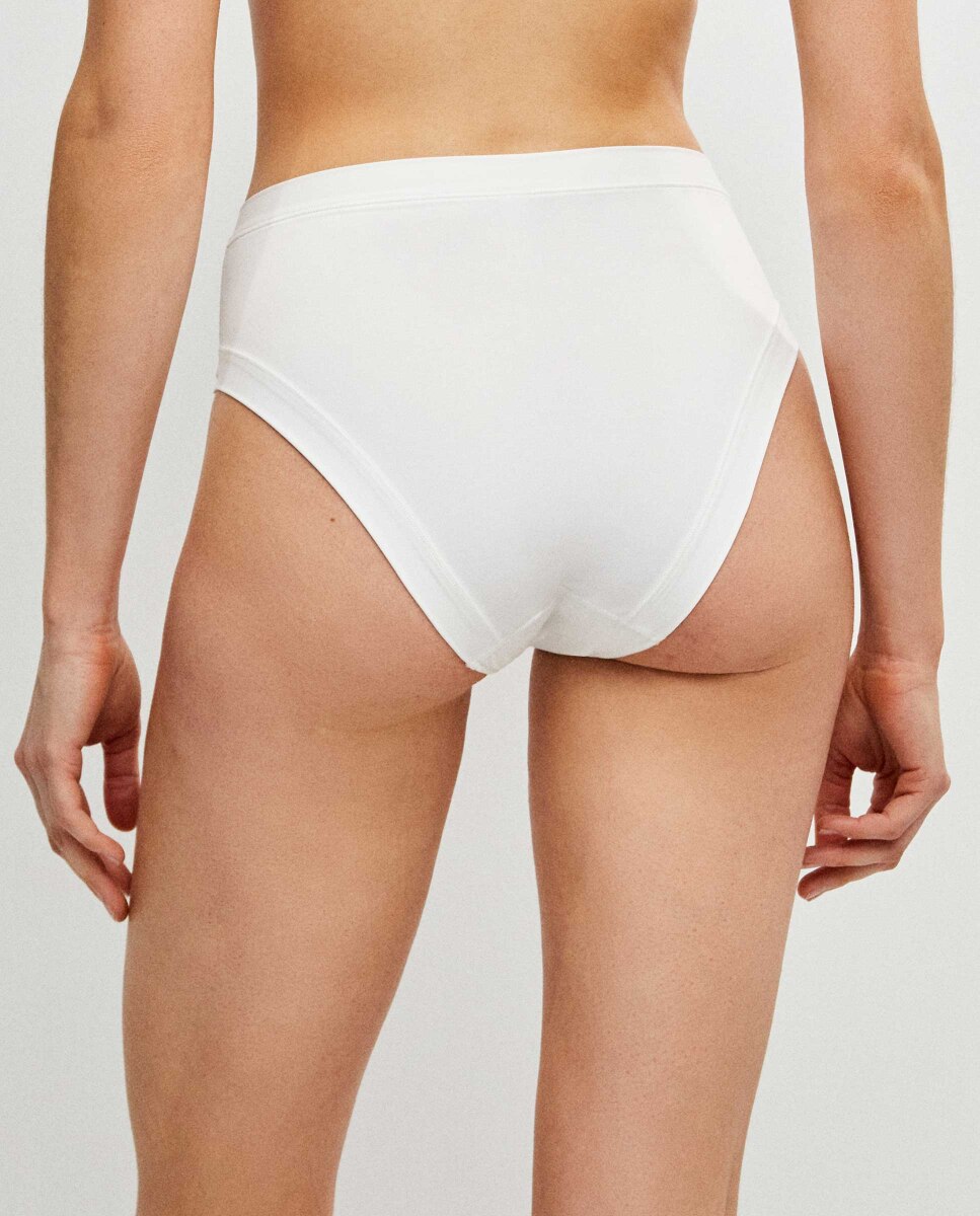 Braguita alta de mujer de microfibra con higiénico 100% algodón - Gisela - Blanco Blanco-3