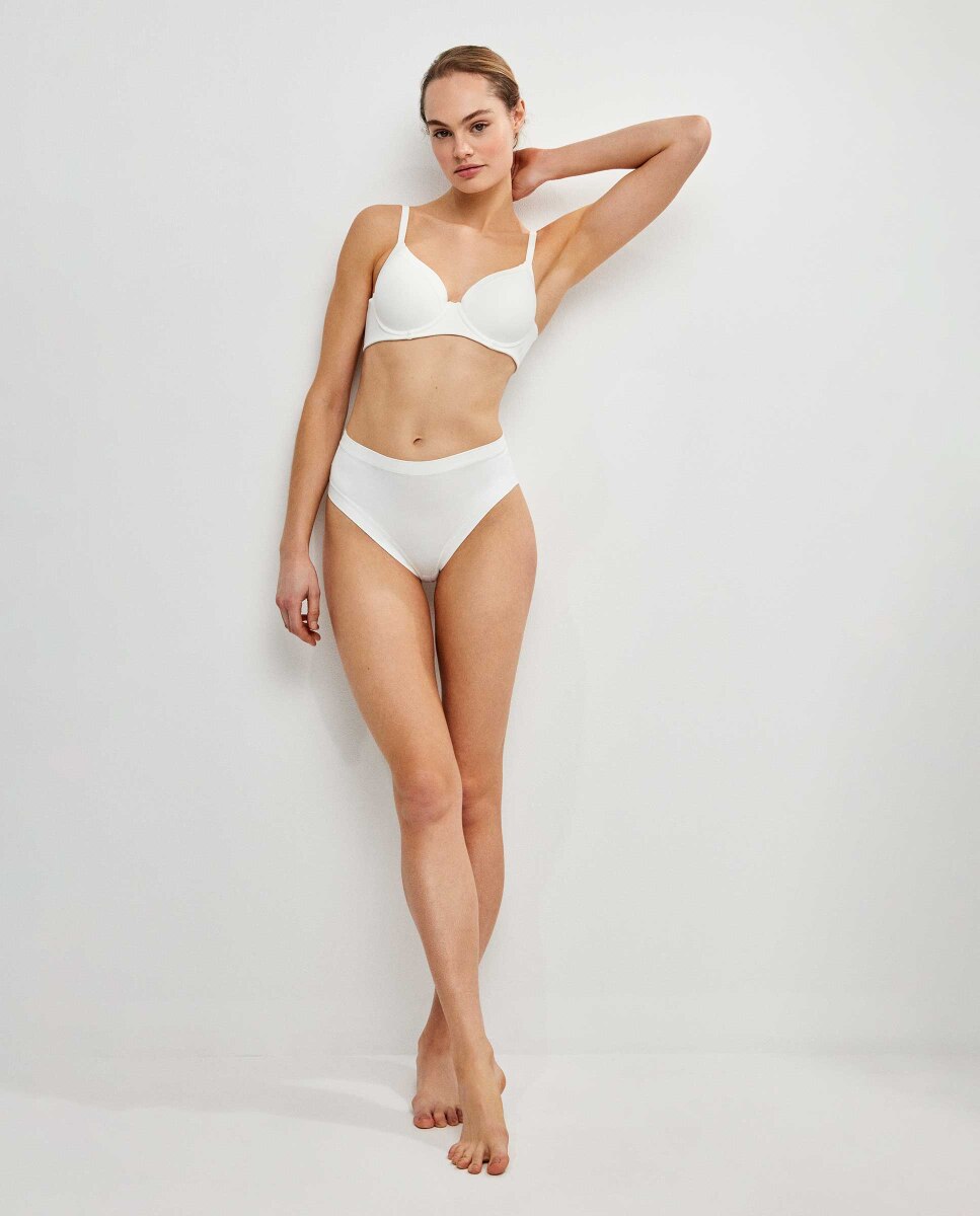 Braguita alta de mujer de microfibra con higiénico 100% algodón - Gisela - Blanco Blanco-4