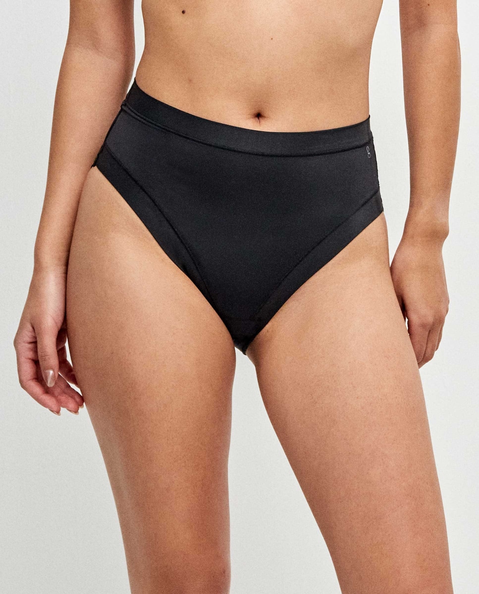Braguita alta de mujer de microfibra con higiénico 100% algodón - Gisela - Negro Negro-1