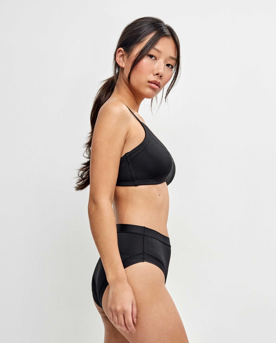 Braguita alta de mujer de microfibra con higiénico 100% algodón - Gisela - Negro Negro-2