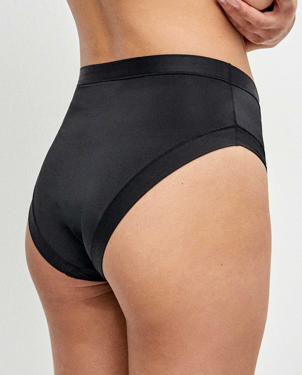 Braguita alta de mujer de microfibra con higiénico 100% algodón - Gisela - Negro Negro-3