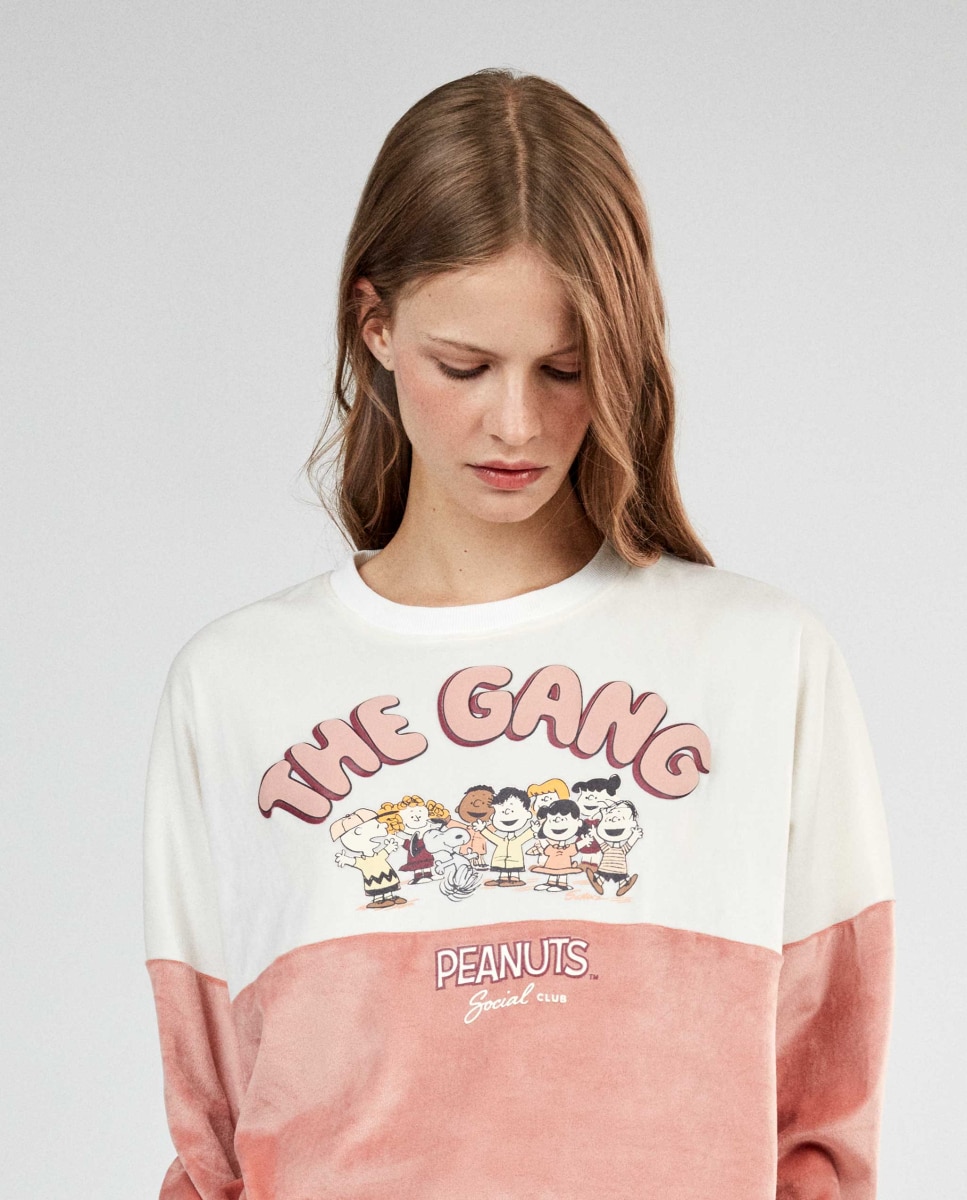Pijama largo de mujer snoopy en tejido polar elástico - Gisela - Crudo Crudo-4