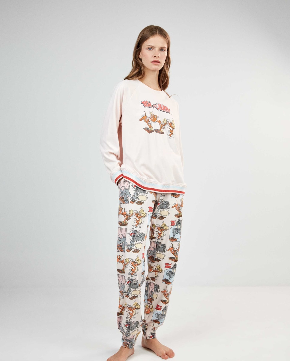 Pijama largo de mujer tom and jerry - Gisela - Rosa Rosa-1