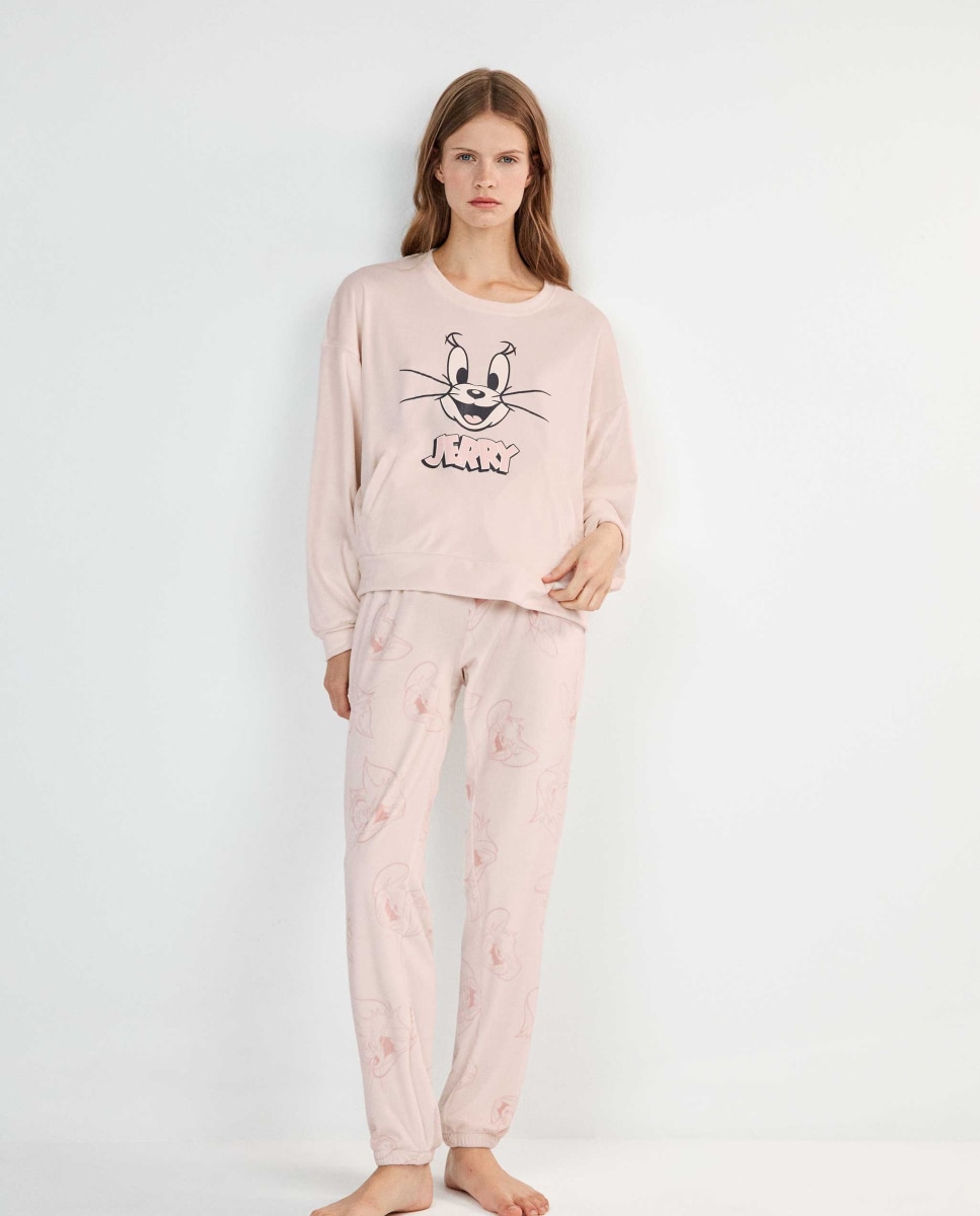 Pijama largo de mujer tom and jerry - Gisela - Rosa Rosa-1
