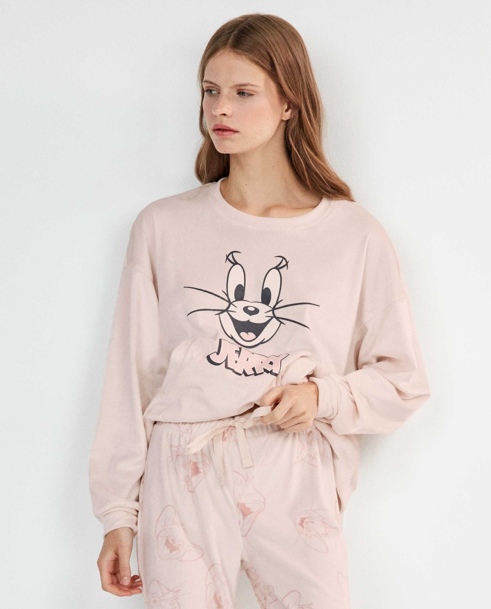 Pijama largo de mujer tom and jerry - Gisela - Rosa Rosa-2