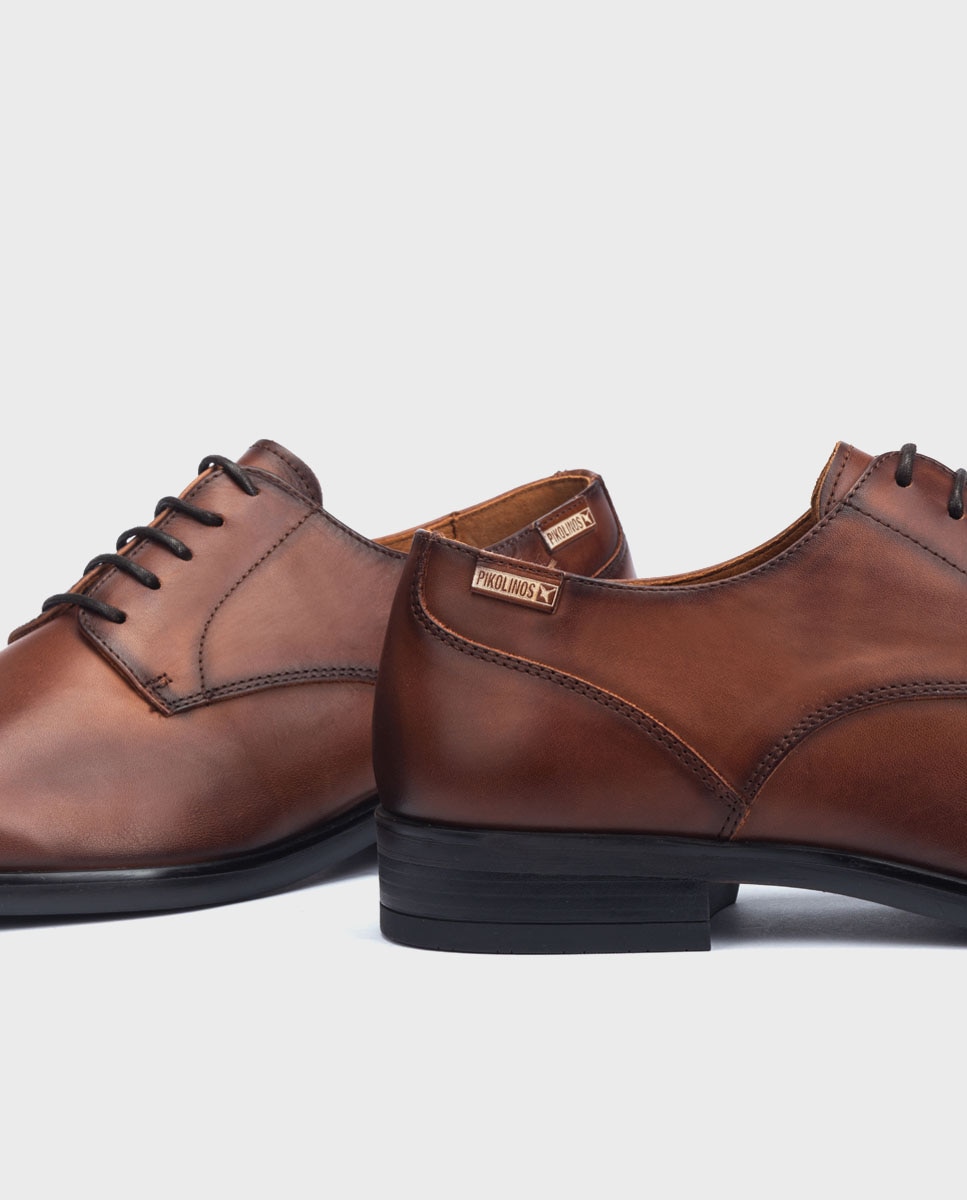 Zapatos de cordones de hombre de piel con plantilla extraíble - Pikolinos - Marrón Marrón-4