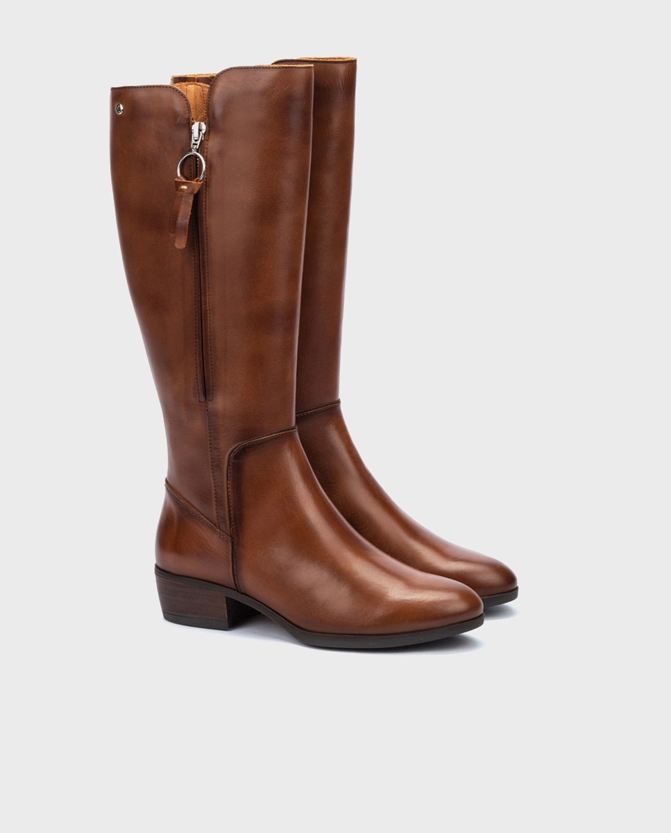 Botas de mujer de piel con cremallera - Pikolinos - Marrón Marrón-4