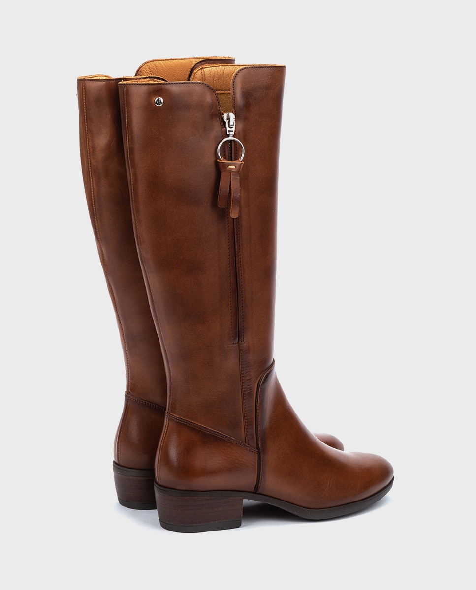 Botas de mujer de piel con cremallera - Pikolinos - Marrón Marrón-2