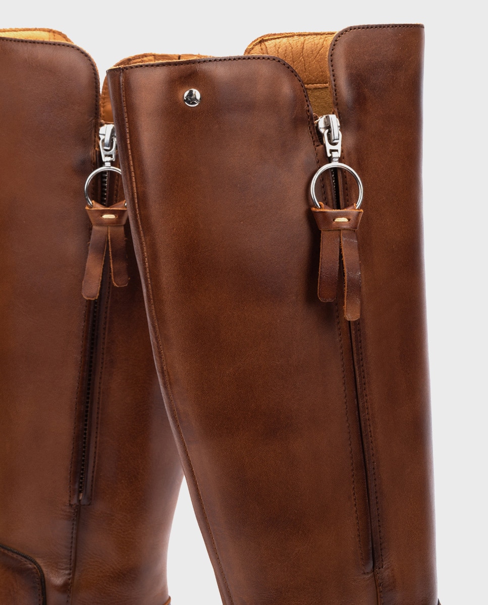 Botas de mujer de piel con cremallera - Pikolinos - Marrón Marrón-3