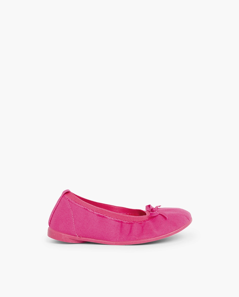 Bailarinas de niña de tela con lazo decorativo Fucsia Pisamonas Fucsia-1
