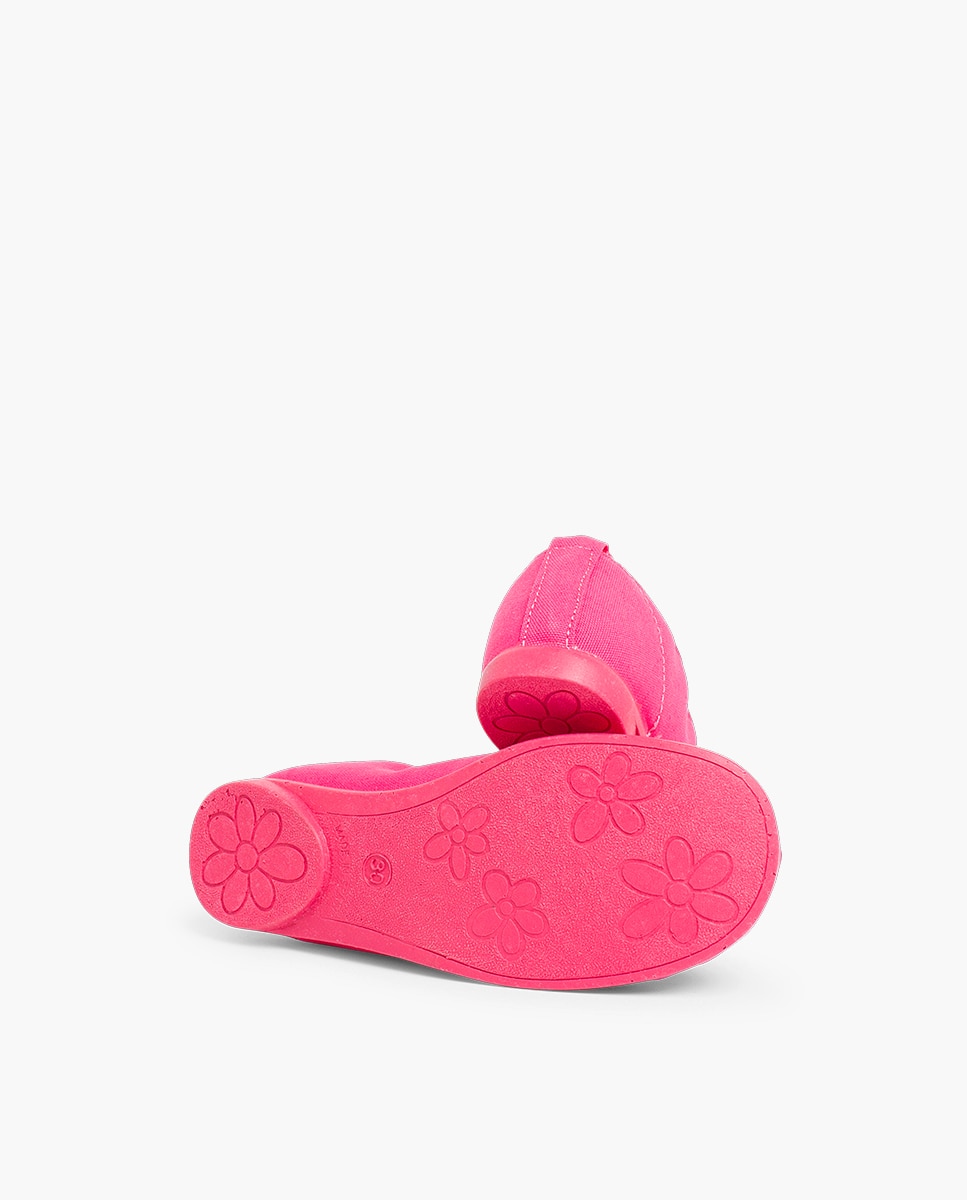 Bailarinas de niña de tela con lazo decorativo Fucsia Pisamonas Fucsia-3