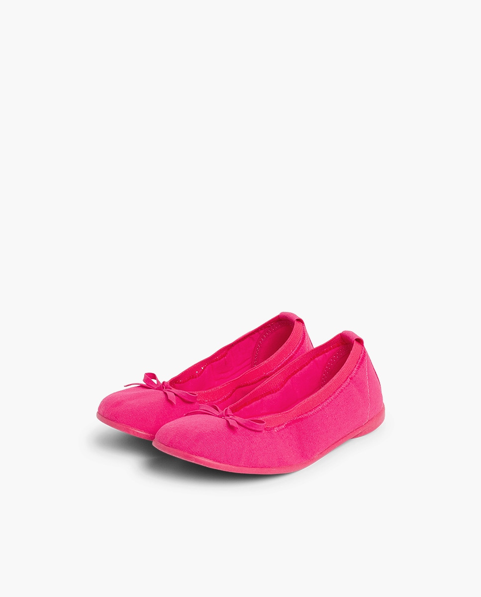 Bailarinas de niña de tela con lazo decorativo Fucsia Pisamonas Fucsia-2