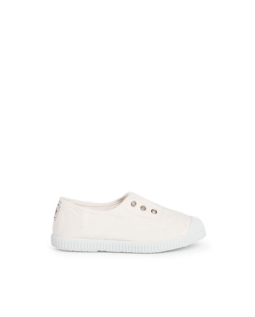 Zapatillas Lona Punta Goma Sin Cordones en rosa - Pisamonas - Blanco Blanco-1