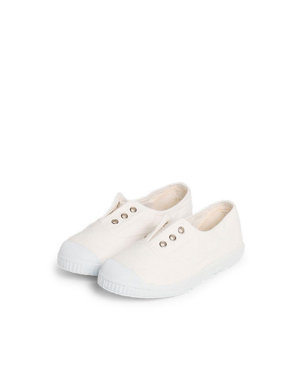 Zapatillas Lona Punta Goma Sin Cordones en rosa - Pisamonas - Blanco Blanco-4