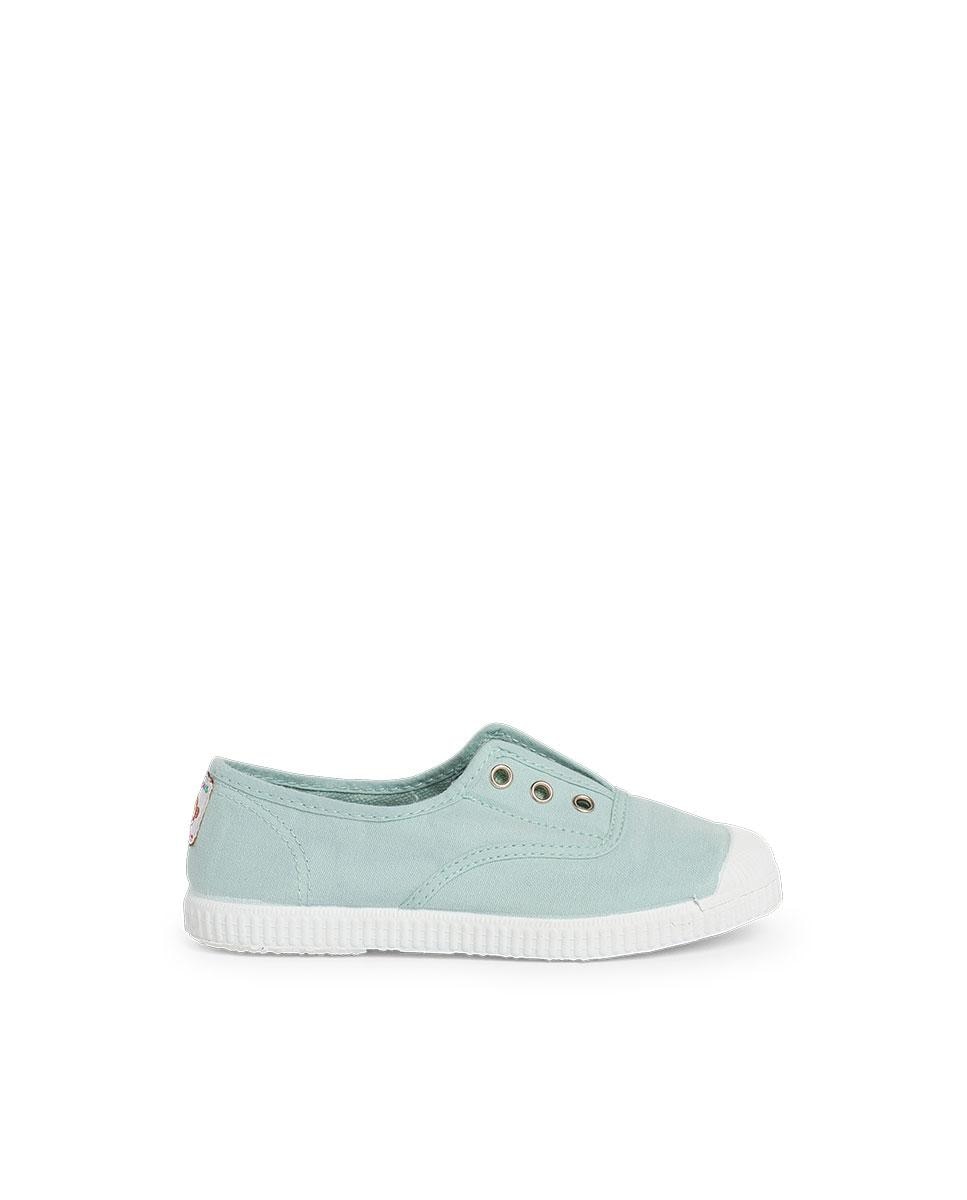 Zapatillas Lona Punta Goma Sin Cordones en rosa - Pisamonas - Azul claro Azul claro-1