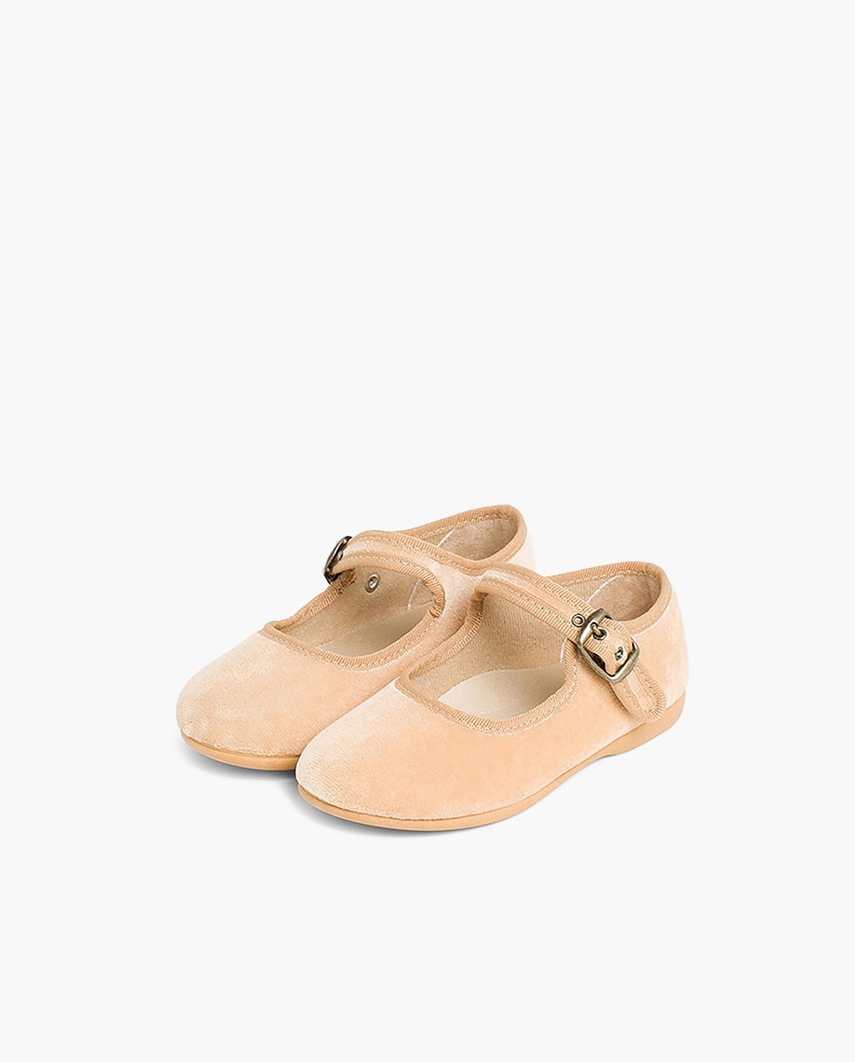 Imagen 3 de Merceditas de bebé niña en terciopelo con cierre de hebilla - Pisamonas - Beige Beige