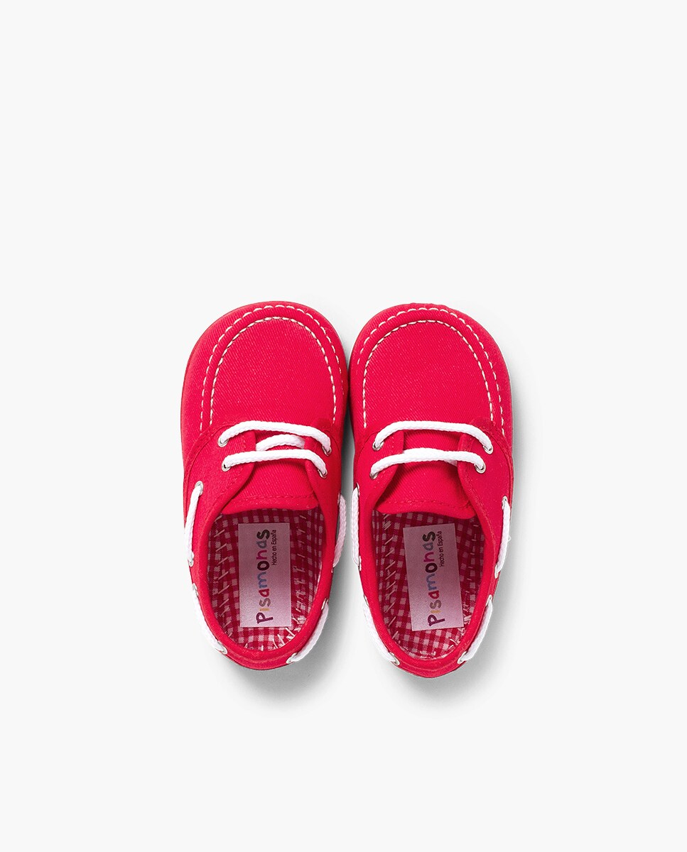 Zapato de cordones de bebé de tela con cordones · Pisamonas · El