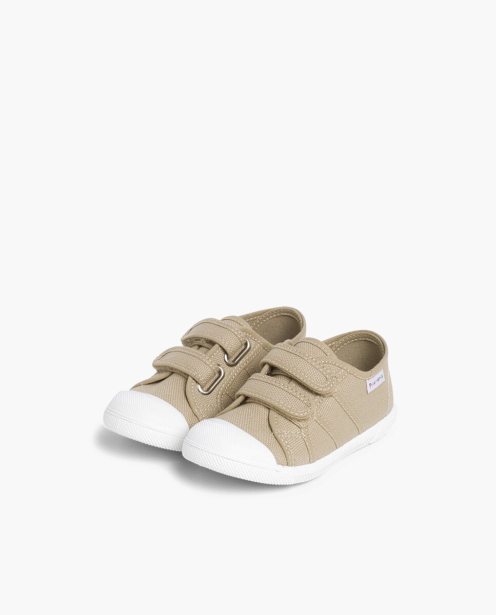 Pisamonas - Zapatillas de lona de niña lona cinta adhesiva.
