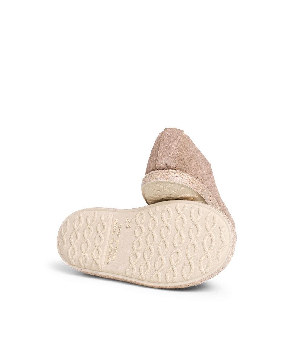 Zapatillas Cordones Serraje y Yute Niños en beige/nude - Pisamonas - Beige Beige-3