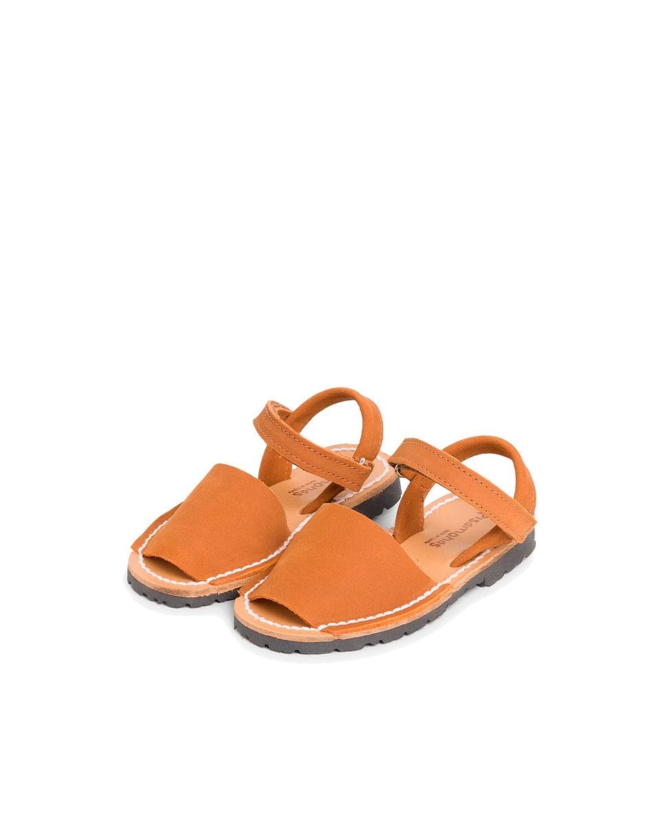 Menorquinas de niños avarcas nobuck cinta adherente - Pisamonas - Marrón Marrón-4