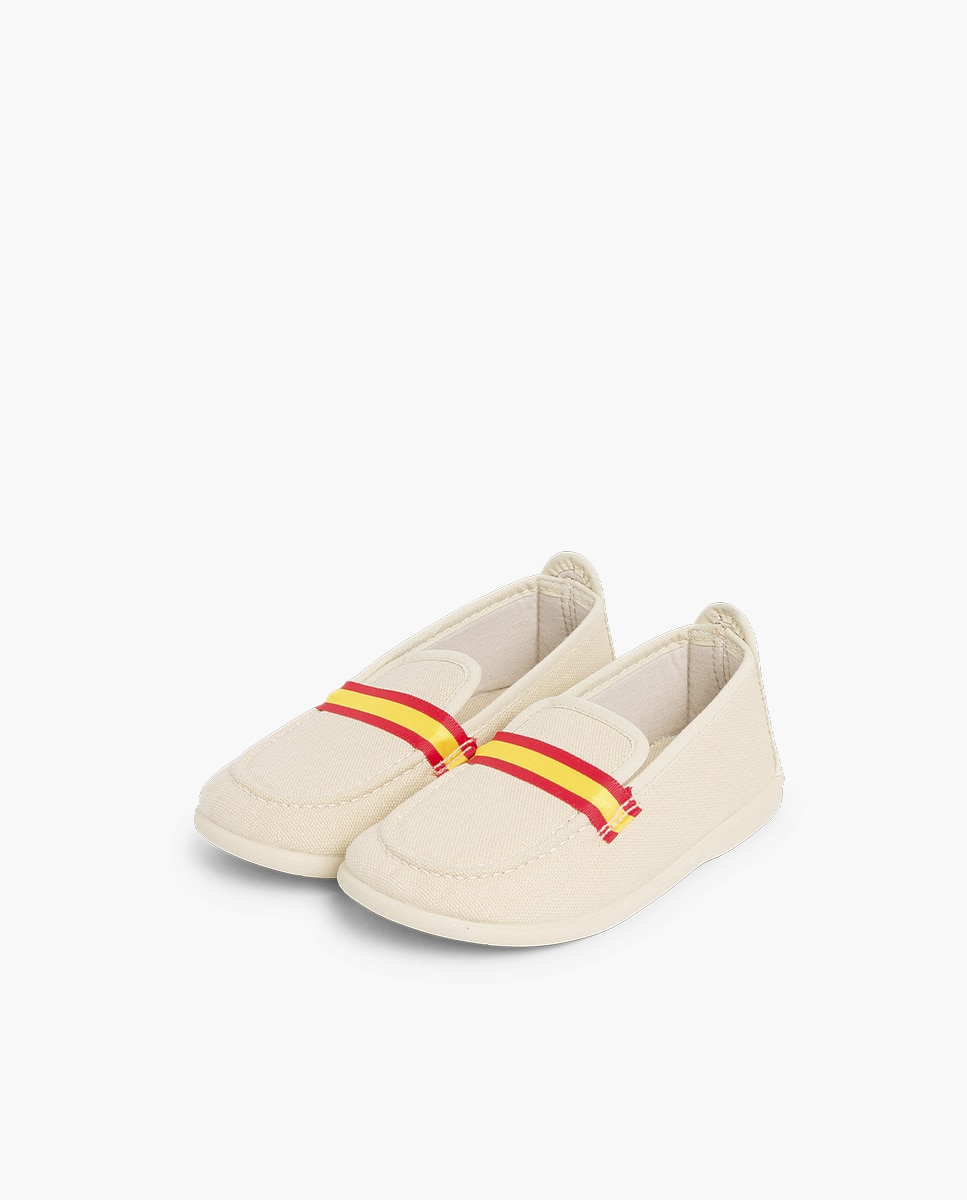 Mocasines de niños de tela con bandera - Pisamonas - Beige Beige-3