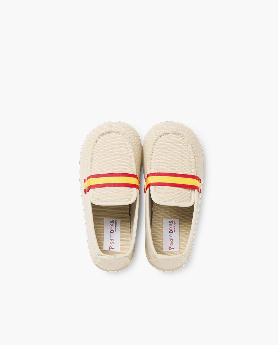 Mocasines de niños de tela con bandera - Pisamonas - Beige Beige-4