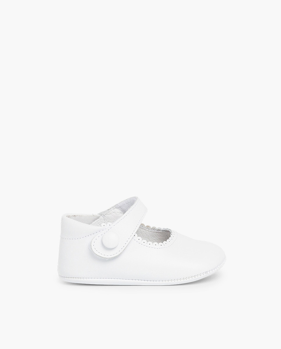 Merceditas de bebé piel cinta adhesiva - Pisamonas - Blanco Blanco-1