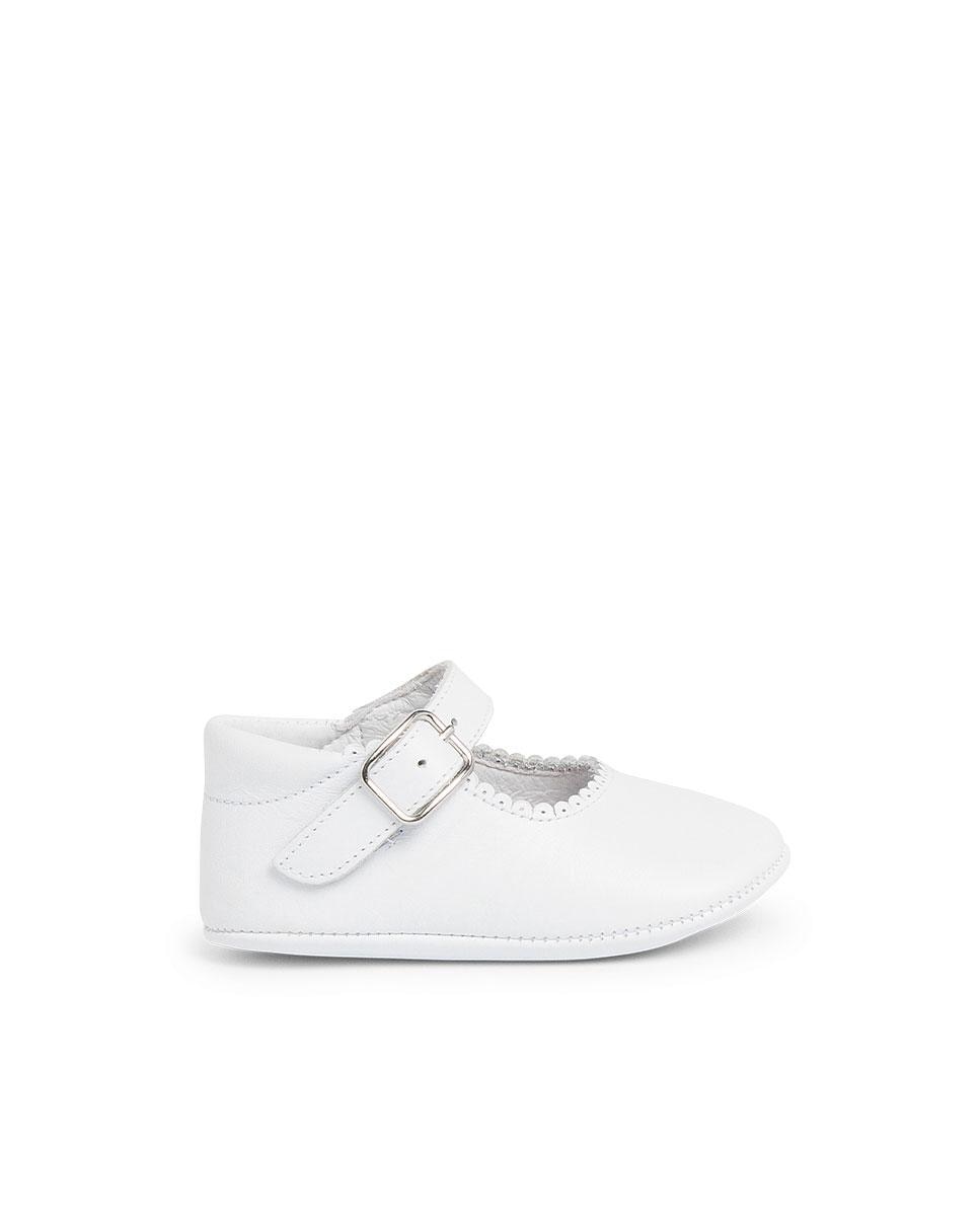 Imagen 1 de Merceditas de bebé de piel con hebilla - Pisamonas - Blanco Blanco