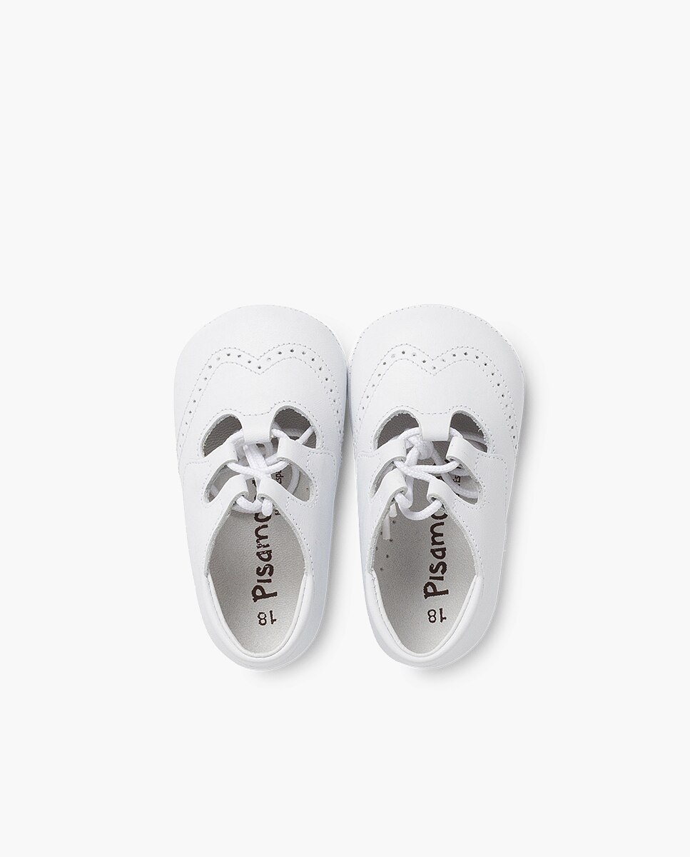 Zapatos de cordones y bluchers de bebé niño inglesito de piel - Pisamonas - Blanco Blanco-4
