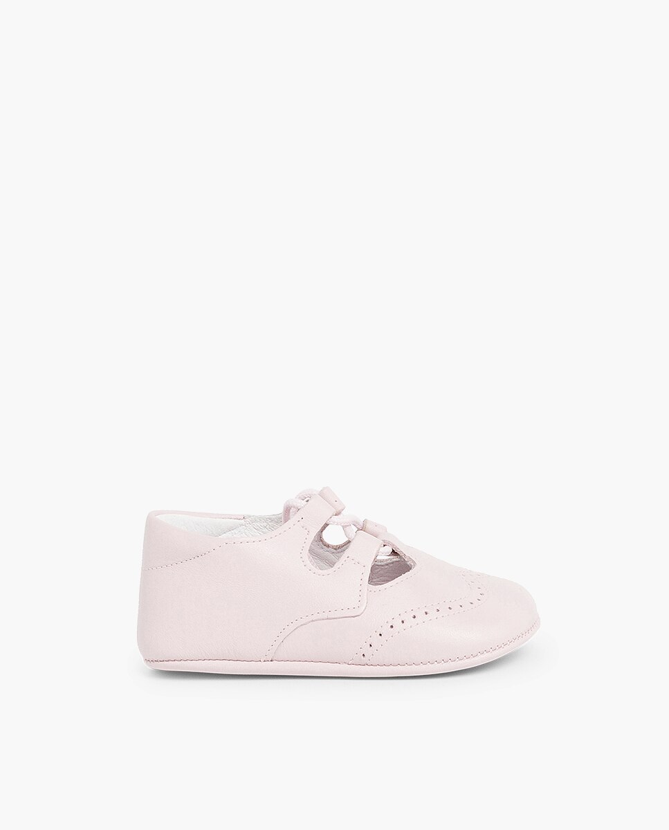 Zapatos de cordones y bluchers de bebé niño inglesito de piel - Pisamonas - Rosa claro Rosa claro-1
