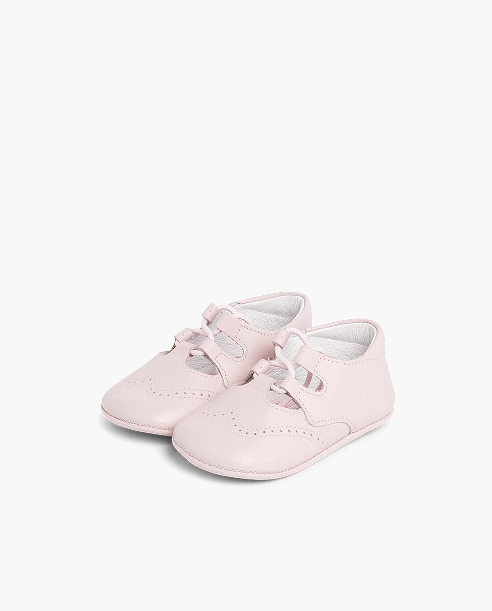 Zapatos de cordones y bluchers de bebé niño inglesito de piel - Pisamonas - Rosa claro Rosa claro-3