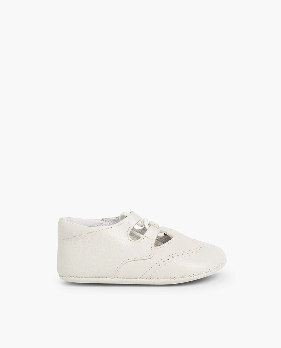 Zapatos de cordones y bluchers de bebé niño inglesito de piel - Pisamonas - Beige / Blanco Beige / Blanco-1