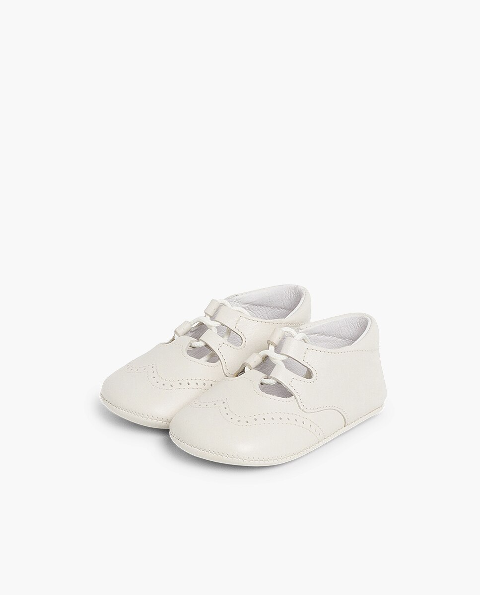 Zapatos de cordones y bluchers de bebé niño inglesito de piel - Pisamonas - Beige / Blanco Beige / Blanco-3