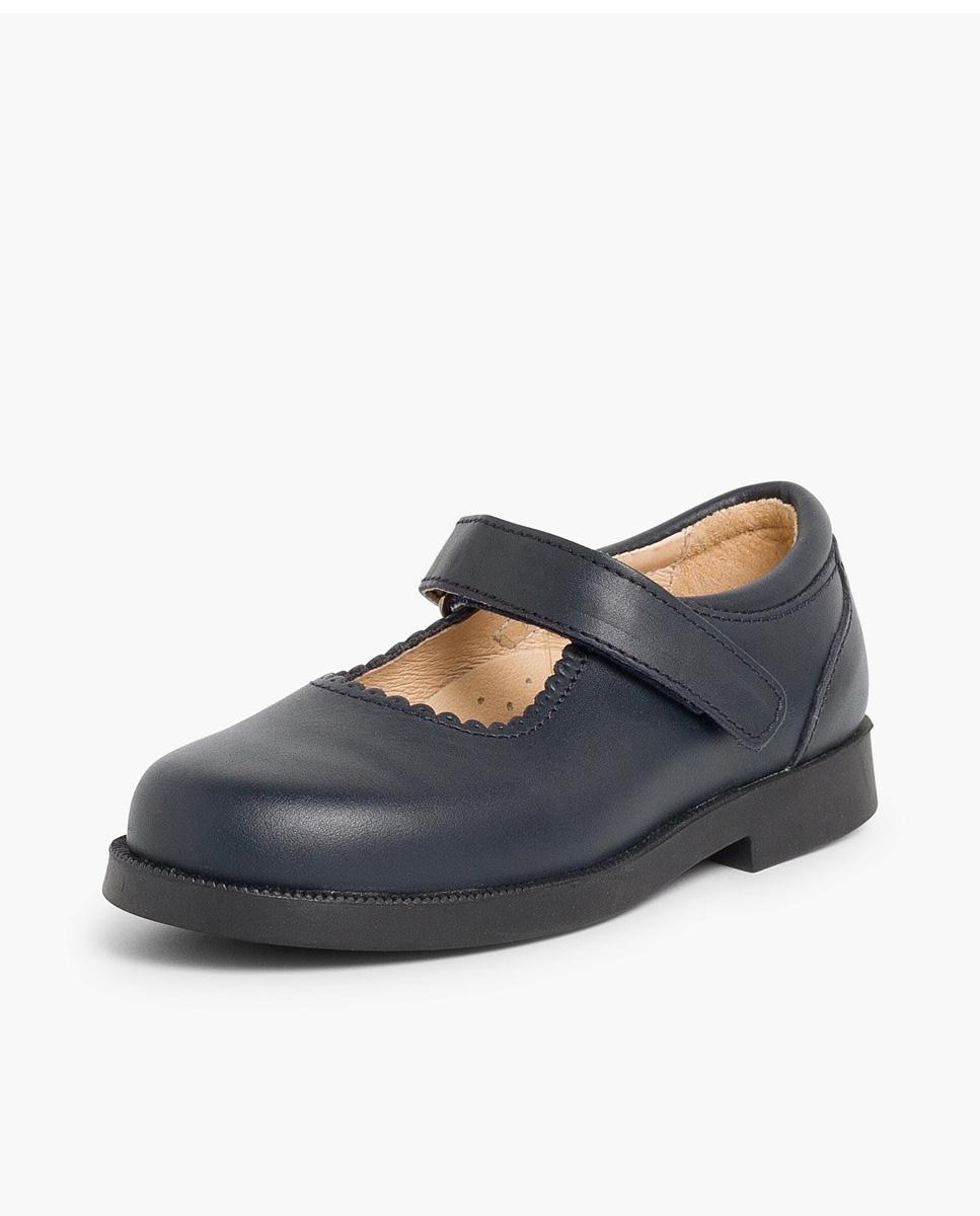 Merceditas de Niña Colegial Merceditas tira adherente - Pisamonas - Azul marino Azul marino-2