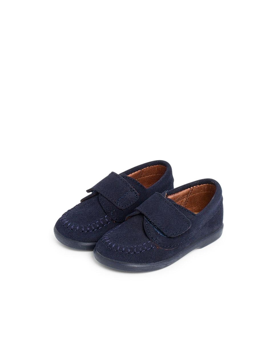 Zapatos de cordones y bluchers de bebé niña serraje cinta adhesiva - Azul marino Azul marino-4