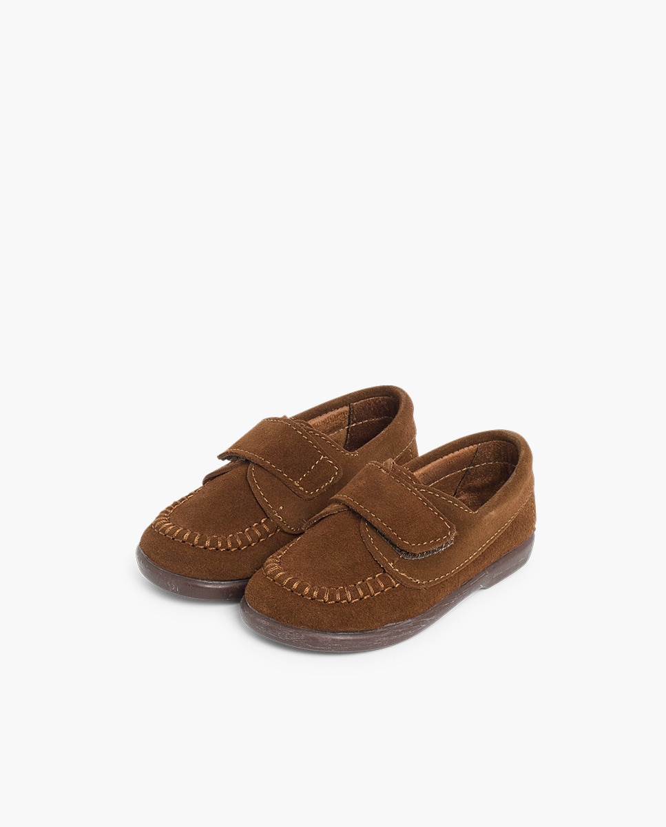 Zapatos de cordones y bluchers de bebé niña serraje cinta adhesiva - Camel Camel-3