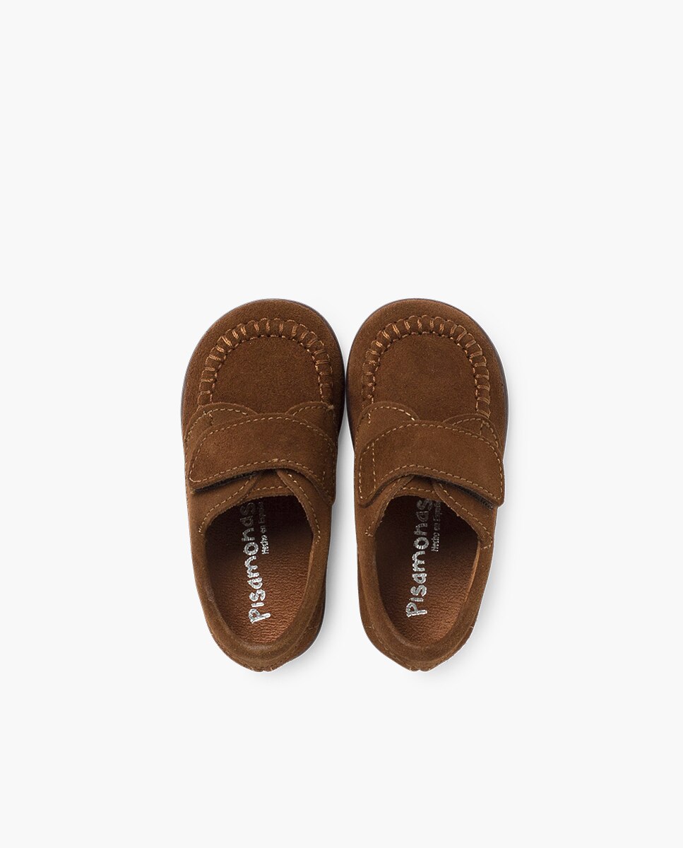 Zapatos de cordones y bluchers de bebé niña serraje cinta adhesiva - Camel Camel-4
