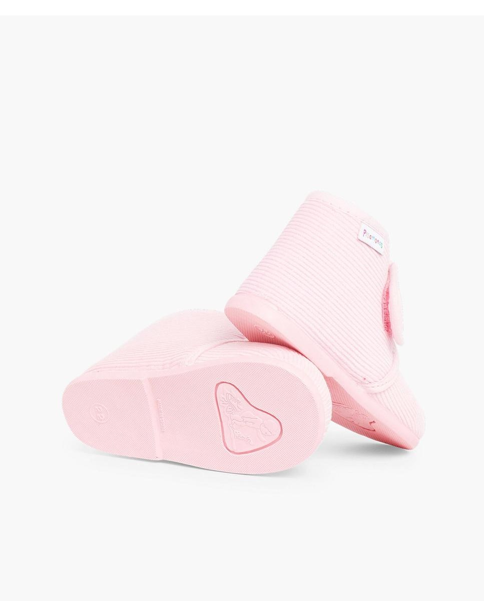 Zapatillas de casa cerradas de bebé niña casa bota pana - Pisamonas - Rosa Rosa-3