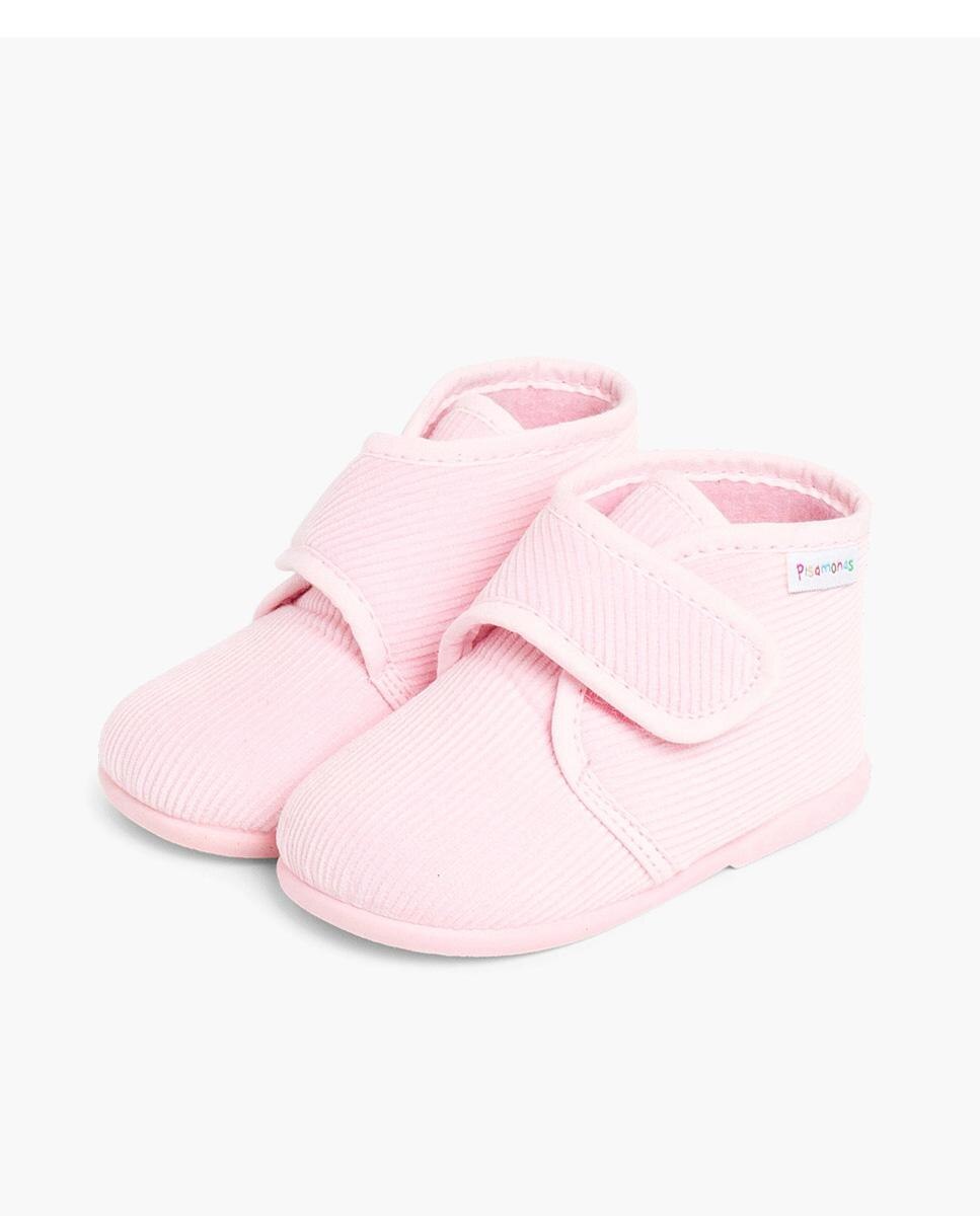 Zapatillas de casa cerradas de bebé niña casa bota pana - Pisamonas - Rosa Rosa-4
