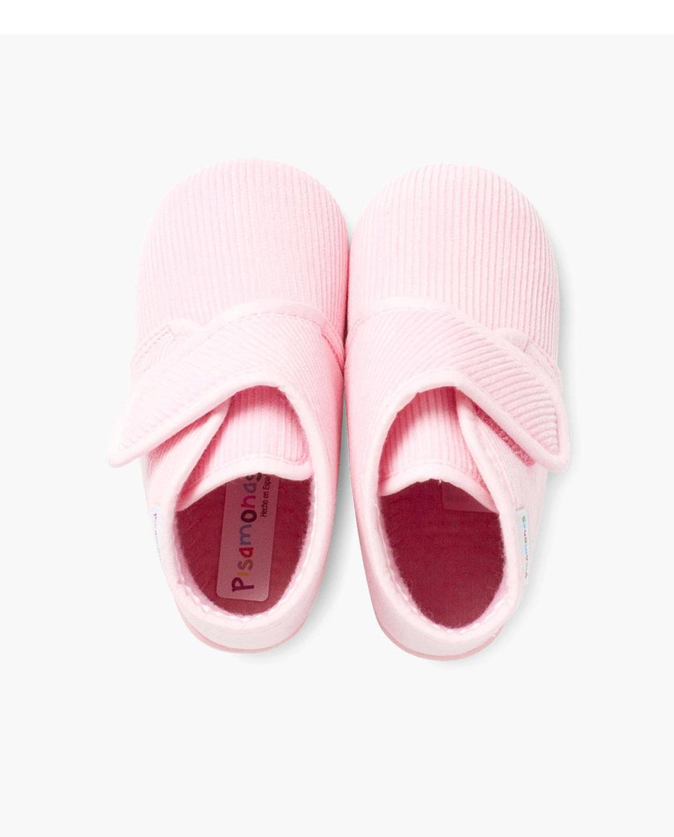 Zapatillas de casa cerradas de bebé niña casa bota pana - Pisamonas - Rosa Rosa-5