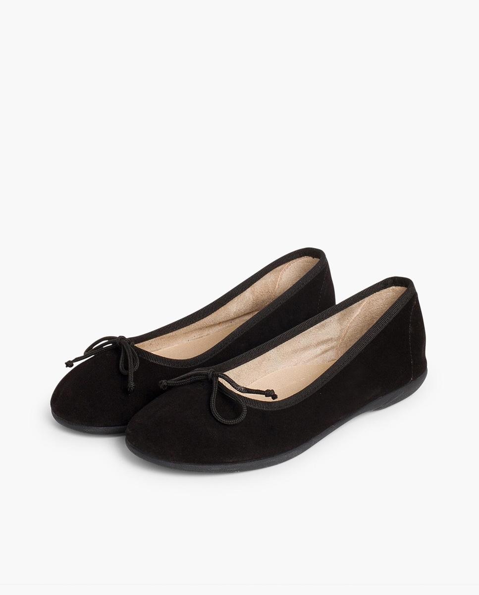 Bailarinas de niña de piel con lazo fino - Pisamonas - Negro Negro-4