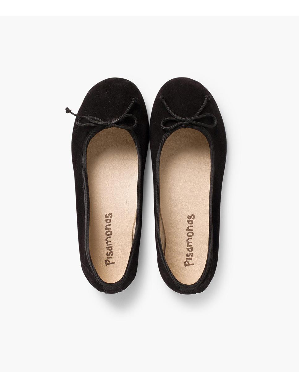 Bailarinas de niña de piel con lazo fino - Pisamonas - Negro Negro-5
