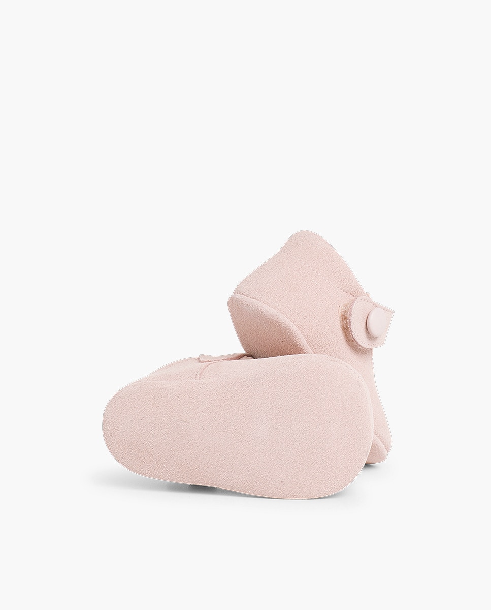 Merceditas de bebé de serraje con cierre adherente - Pisamonas - Burdeos Rosa pastel-2